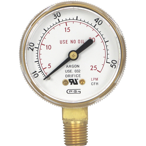 Manom&egrave;tres,  2", 0-50 pi³/h standard, Fixation inf&eacute;rieure, Analogique St. Lawrence Industrial & Safety Supply