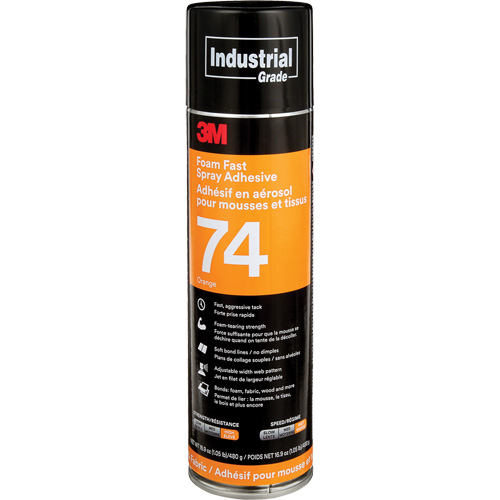 Adh&eacute;sif en a&eacute;rosol pour mousse et tissu, Orange, Canette a&eacute;rosol St. Lawrence Industrial & Safety Supply