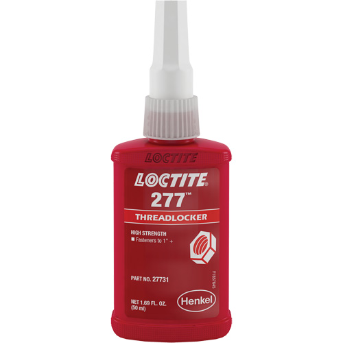 Threadlocker 277 Large Threads, Red, High, 50 ml, Bottle St. Lawrence Industrial & Safety Supply