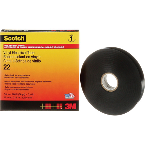 Ruban isolant en vinyle Scotch, 19 mm (3/4") x 33 m (108'), Noir, 10 mils St. Lawrence Industrial & Safety Supply