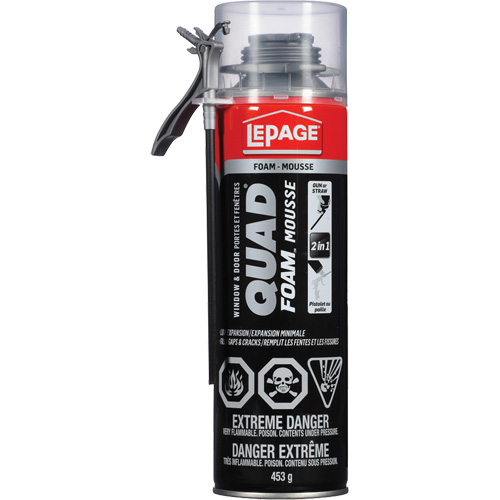 Mousse d'installation de portes & fen&ecirc;tres Quad Mousse, Canette a&eacute;rosol, Havane St. Lawrence Industrial & Safety Supply