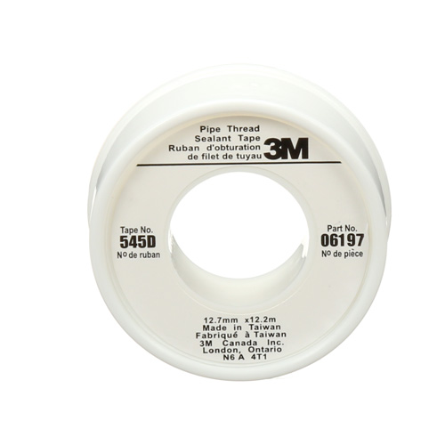 Scotch&reg; Thread Sealant Tape, 480" L x 1/2" W, White St. Lawrence Industrial & Safety Supply