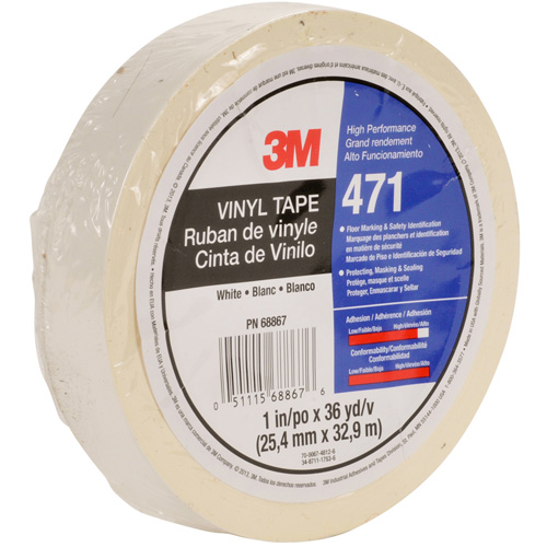 Ruban en vinyle 471, 12 mm (1/2") la x 32,9 m (108') lo, 5,3 mils, Blanc St. Lawrence Industrial & Safety Supply