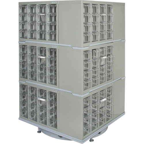 Armoire industrielle robuste avec carrousel &agrave; tiroirs, Acier, 192 tiroirs, 27" la x 27" p x 48" h, Gris St. Lawrence Industrial & Safety Supply