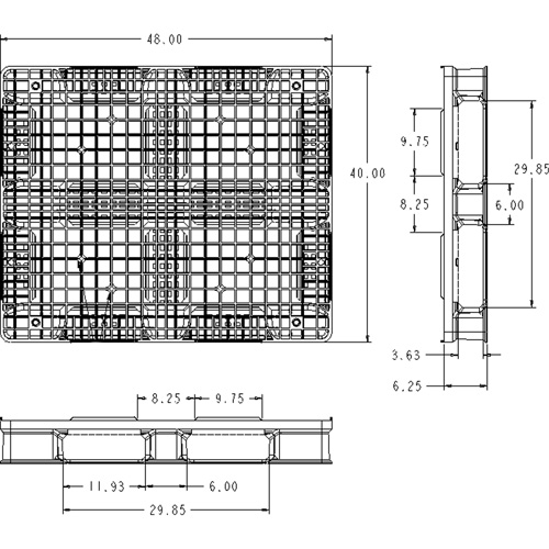 Palette en plastique RackoCell, Acc&egrave;s de Quatre c&ocirc;t&eacute;s, 48" lo x 40" la x 6-1/3" h St. Lawrence Industrial & Safety Supply