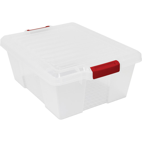 Contenant avec loquets en plastique,  la x 21" p x 7,75" h, Transparent St. Lawrence Industrial & Safety Supply