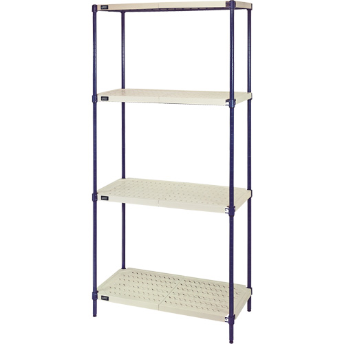&eacute;tag&egrave;re en fils m&eacute;talliques avec tablettes en plastique, Cadre en fils m&eacute;talliques avec tablettes en plastique, Sans boulons, Capacit&eacute; 600 lb, 30" la x 72" h x 18" p St. Lawrence Industrial & Safety Supply