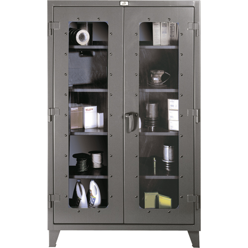 Armoires &agrave; fen&ecirc;tres claires, Acier, 4 Tablettes, 72" h x 48" la x 24" p St. Lawrence Industrial & Safety Supply