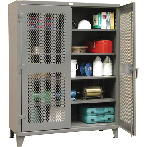 Armoires de rangement robustes ventil&eacute;es, 4 Tablettes, 72" h x 48" la x 24" p, Acier, Gris St. Lawrence Industrial & Safety Supply