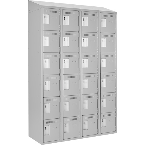 Clean Line Lockerette , 6 -tier, Bank of 4, 48" x 18" x 78", Steel, Grey, Rivet (Assembled) St. Lawrence Industrial & Safety Supply