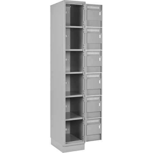 Clean Line Lockerette, 6 -tier, Bank of 3, 36" x 18" x 76", Steel, Grey, Rivet (Assembled) St. Lawrence Industrial & Safety Supply