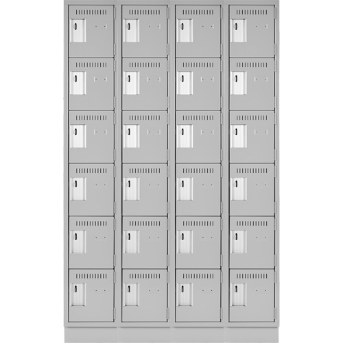 Clean Line Lockerette, 6 -tier, Bank of 4, 48" x 18" x 76", Steel, Grey, Rivet (Assembled) St. Lawrence Industrial & Safety Supply