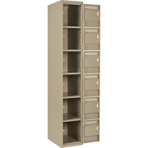 Clean Line Lockerette, 6 -tier, Bank of 3, 36" x 18" x 72", Steel, Beige, Rivet (Assembled) St. Lawrence Industrial & Safety Supply