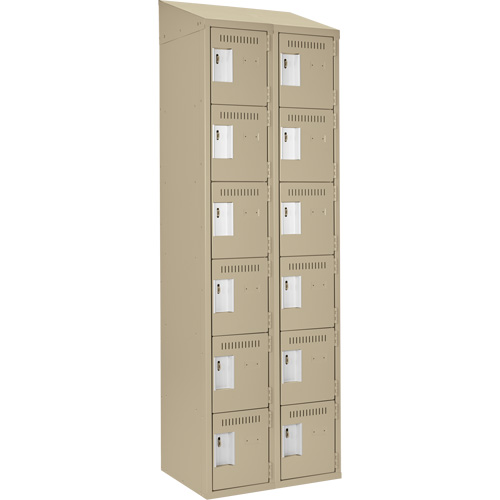 Clean Line Lockerette, 6 -tier, Bank of 2, 24" x 18" x 78", Steel, Beige, Rivet (Assembled) St. Lawrence Industrial & Safety Supply