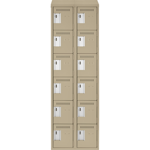 Clean Line Lockerette, 6 -tier, Bank of 2, 24" x 18" x 78", Steel, Beige, Rivet (Assembled) St. Lawrence Industrial & Safety Supply