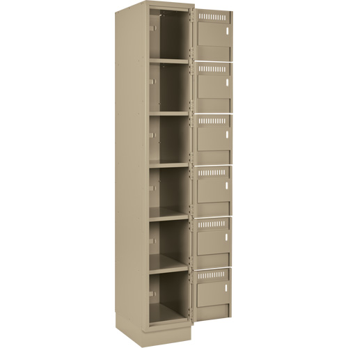 Clean Line Lockerette, 6 -tier, Bank of 4, 48" x 18" x 76", Steel, Beige, Rivet (Assembled) St. Lawrence Industrial & Safety Supply