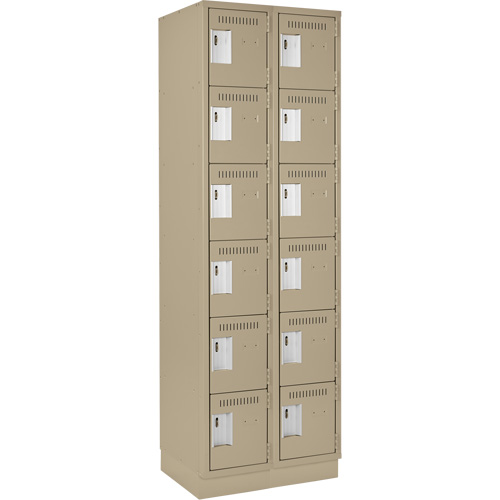 Clean Line Lockerette, 6 -tier, Bank of 2, 24" x 18" x 76", Steel, Beige, Rivet (Assembled) St. Lawrence Industrial & Safety Supply