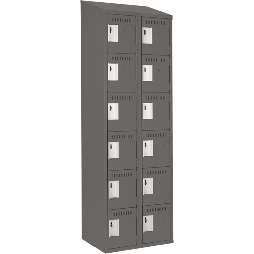 Clean Line Lockerette, 6 -tier, Bank of 2, 24" x 18" x 78", Steel, Charcoal, Rivet (Assembled) St. Lawrence Industrial & Safety Supply