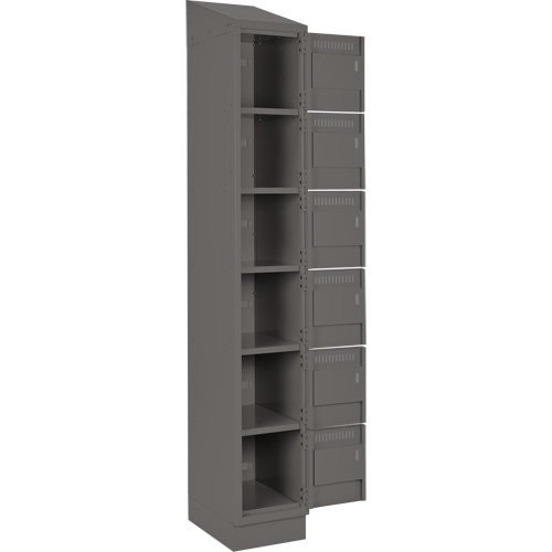 Clean Line Lockerette, 6 -tier, Bank of 4, 48" x 18" x 82", Steel, Charcoal, Rivet (Assembled) St. Lawrence Industrial & Safety Supply
