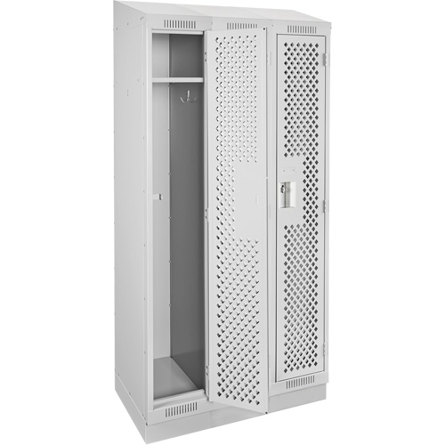 Casiers Clean Line, Bloc de 3, 36" x 18" x 82", Acier, Gris, Rivet (assembl&eacute;), Perfor&eacute; St. Lawrence Industrial & Safety Supply