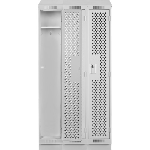 Casiers Clean Line, Bloc de 3, 36" x 18" x 82", Acier, Gris, Rivet (assembl&eacute;), Perfor&eacute; St. Lawrence Industrial & Safety Supply