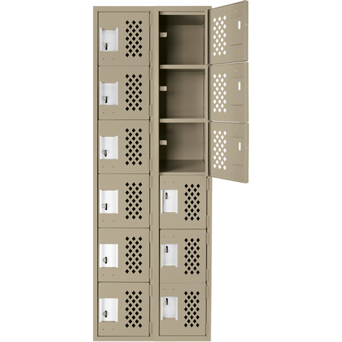 Assembled Lockerettes Clean Line Perforated Economy Lockers, 6 -tier, Bank of 2, 18" x 72" x 12", Steel St. Lawrence Industrial & Safety Supply