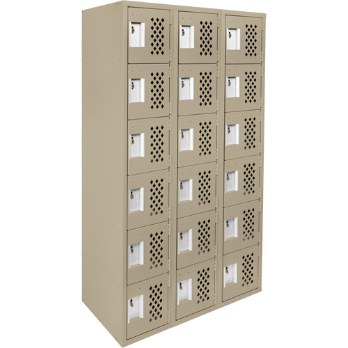 Assembled Lockerettes Clean Line Perforated Economy Lockers, 6 -tier, Bank of 3, 18" x 72" x 12", Steel St. Lawrence Industrial & Safety Supply