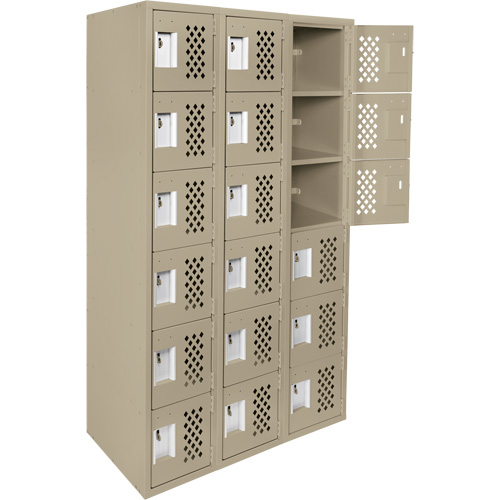 Assembled Lockerettes Clean Line Perforated Economy Lockers, 6 -tier, Bank of 3, 18" x 72" x 12", Steel St. Lawrence Industrial & Safety Supply