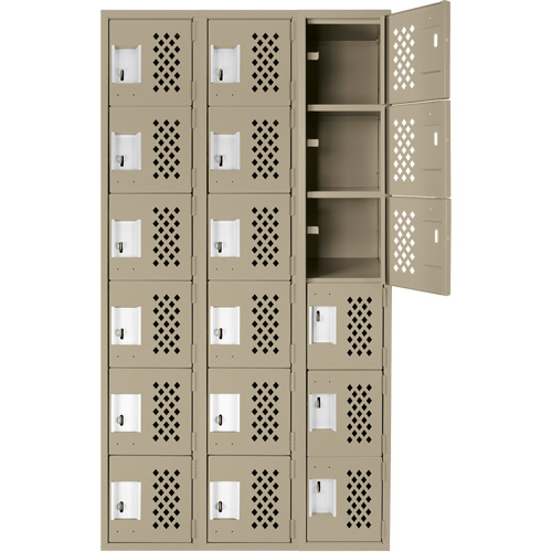 Assembled Lockerettes Clean Line Perforated Economy Lockers, 6 -tier, Bank of 3, 18" x 72" x 12", Steel St. Lawrence Industrial & Safety Supply