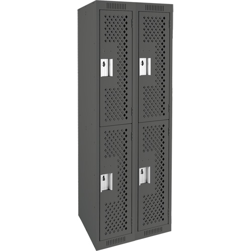 Casiers Clean Line, 2 niveaux, Bloc de 2, 24" x 12" x 72", Acier, Charbon, Rivet (assembl&eacute;), Perfor&eacute; St. Lawrence Industrial & Safety Supply