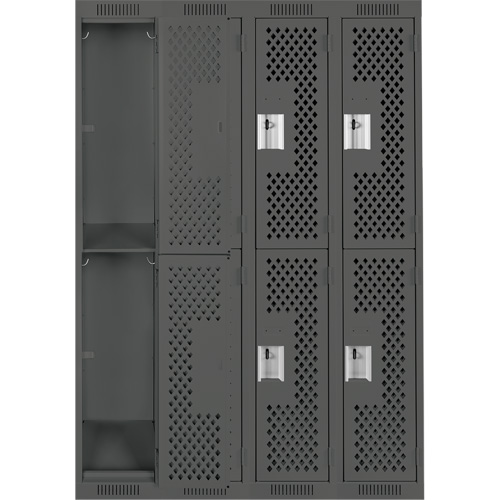 Casiers Clean Line, 2 niveaux, Bloc de 4, 48" x 15" x 72", Acier, Charbon, Rivet (assembl&eacute;), Perfor&eacute; St. Lawrence Industrial & Safety Supply