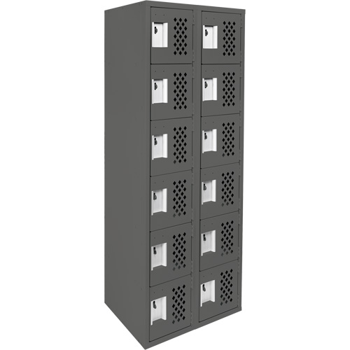 Assembled Lockerettes Clean Line Perforated Economy Lockers, 6 -tier, Bank of 2, 18" x 72" x 12", Steel St. Lawrence Industrial & Safety Supply