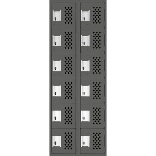 Assembled Lockerettes Clean Line Perforated Economy Lockers, 6 -tier, Bank of 2, 18" x 72" x 12", Steel St. Lawrence Industrial & Safety Supply