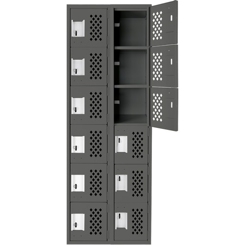 Assembled Lockerettes Clean Line Perforated Economy Lockers, 6 -tier, Bank of 2, 18" x 72" x 12", Steel St. Lawrence Industrial & Safety Supply