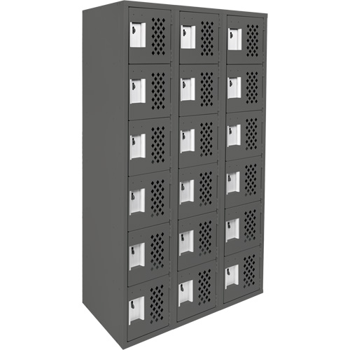 Assembled Lockerettes Clean Line Perforated Economy Lockers, 6 -tier, Bank of 3, 18" x 72" x 12", Steel St. Lawrence Industrial & Safety Supply