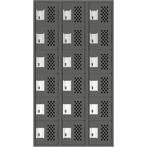 Assembled Lockerettes Clean Line Perforated Economy Lockers, 6 -tier, Bank of 3, 18" x 72" x 12", Steel St. Lawrence Industrial & Safety Supply