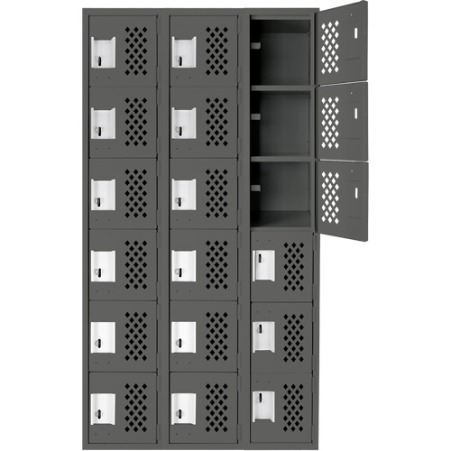 Assembled Lockerettes Clean Line Perforated Economy Lockers, 6 -tier, Bank of 3, 18" x 72" x 12", Steel St. Lawrence Industrial & Safety Supply