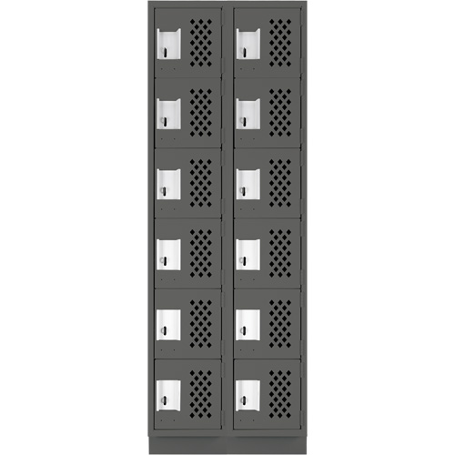 Assembled Lockerettes Clean Line Perforated Economy Lockers, 6 -tier, Bank of 2, 18" x 72" x 12", Steel St. Lawrence Industrial & Safety Supply