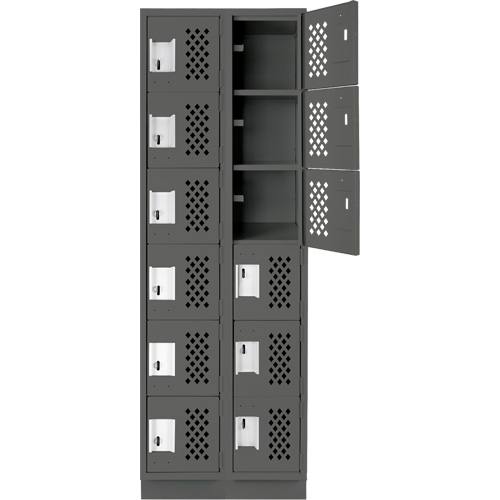 Assembled Lockerettes Clean Line Perforated Economy Lockers, 6 -tier, Bank of 2, 18" x 72" x 12", Steel St. Lawrence Industrial & Safety Supply