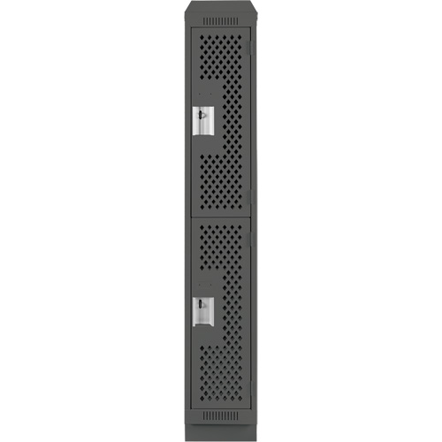 Clean Line Lockers, 2 -tier, 12" x 15" x 82", Steel, Charcoal, Rivet (Assembled), Perforated St. Lawrence Industrial & Safety Supply