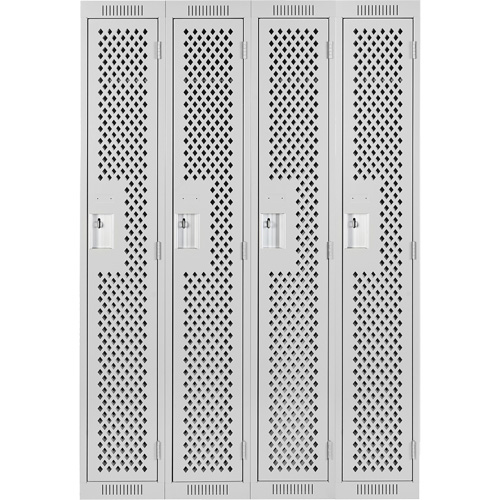Casiers Clean Line, Bloc de 4, 48" x 15" x 72", Acier, Gris, Rivet (assembl&eacute;), Perfor&eacute; St. Lawrence Industrial & Safety Supply
