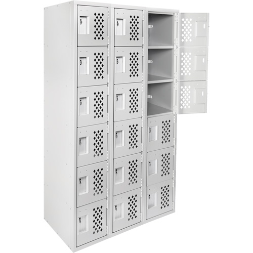 Clean Line Lockerettes, 6 -tier, Bank of 3, 18" x 72" x 12", Steel St. Lawrence Industrial & Safety Supply
