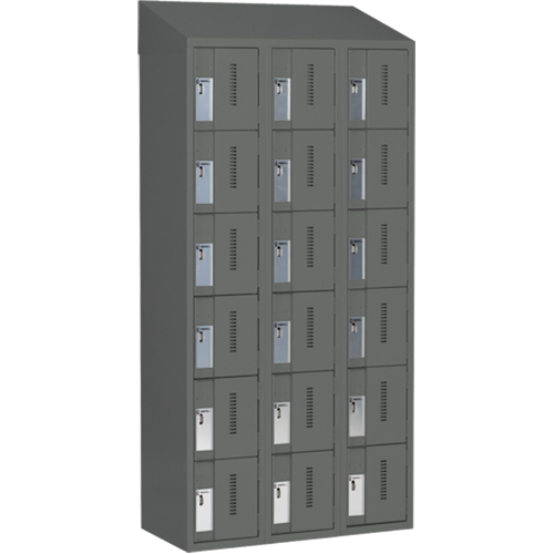 Concorde Heavy-Duty Lockers, 6 -tier, Bank of 3, 36" x 18" x 78", Steel, Charcoal, Welded (Assembled) St. Lawrence Industrial & Safety Supply