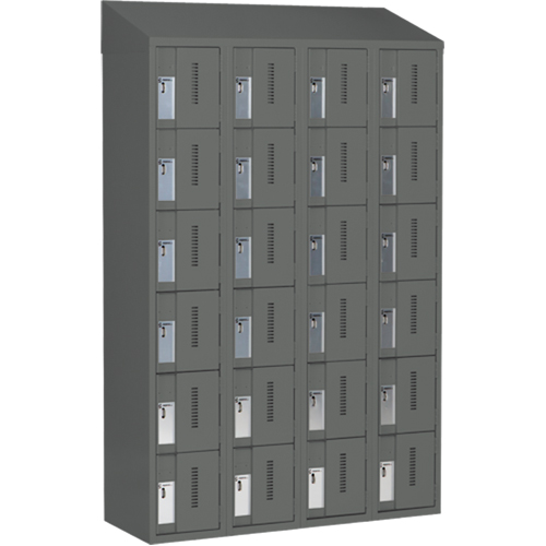 Concorde Heavy-Duty Lockers, 6 -tier, Bank of 4, 48" x 18" x 78", Steel, Charcoal, Welded (Assembled) St. Lawrence Industrial & Safety Supply