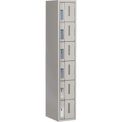 Concorde Heavy-Duty Lockers, 6 -tier, 12" x 18" x 72", Steel, Grey, Welded (Assembled) St. Lawrence Industrial & Safety Supply