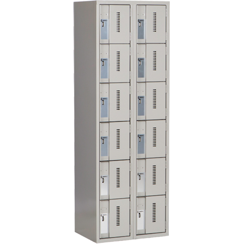 Concorde Heavy-Duty Lockers, 6 -tier, Bank of 2, 24" x 18" x 72", Steel, Grey, Welded (Assembled) St. Lawrence Industrial & Safety Supply