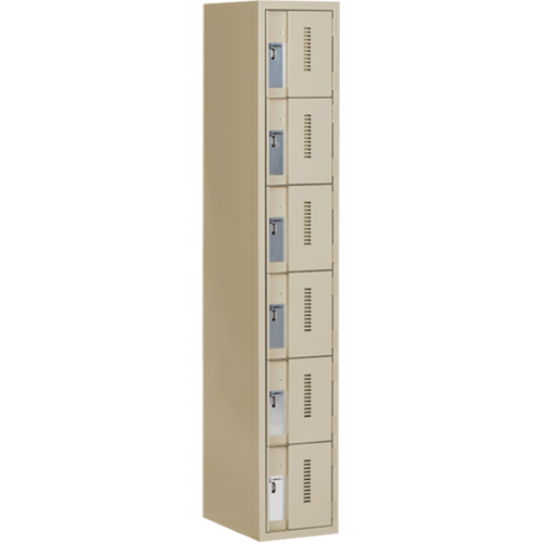 Concorde Heavy-Duty Lockers, 6 -tier, 12" x 18" x 72", Steel, Beige, Welded (Assembled) St. Lawrence Industrial & Safety Supply