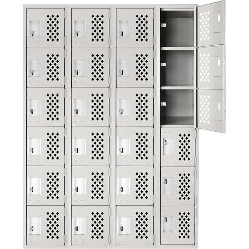 Petits casiers Clean Line, 6 niveaux, Bloc de 4, 18" x 72" x 12", Acier St. Lawrence Industrial & Safety Supply