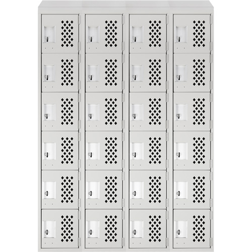 Assembled Clean Line Perforated Economy Lockers, 6 -tier, Bank of 4, 18" x 72" x 12", Steel St. Lawrence Industrial & Safety Supply