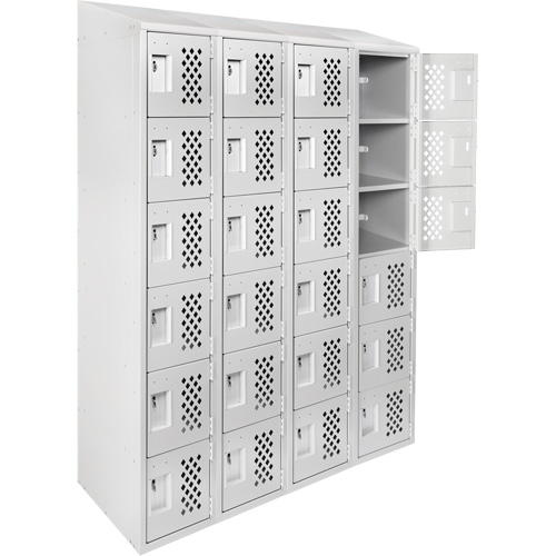 Assembled Clean Line Perforated Economy Lockers, 6 -tier, Bank of 4, 18" x 72" x 12", Steel St. Lawrence Industrial & Safety Supply